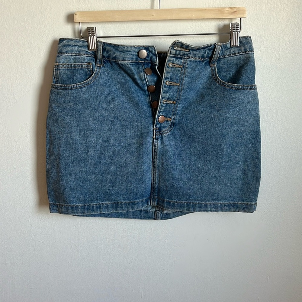 Forever 21 Denim Mini Skirt with Rainbow Details